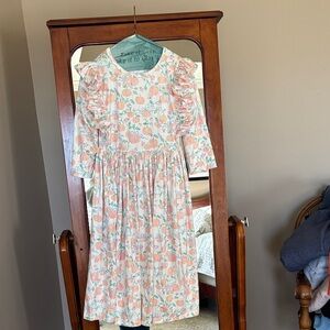 Adorable Floral Kids Dress - Peach and White